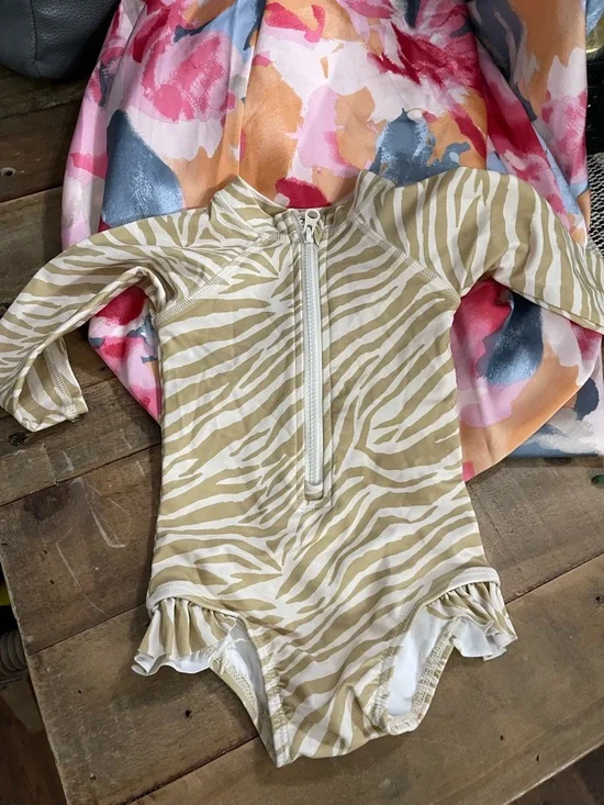 $60 Rylee + Cru Rashguard Zebra Swimsuit - Picture 4 of 4